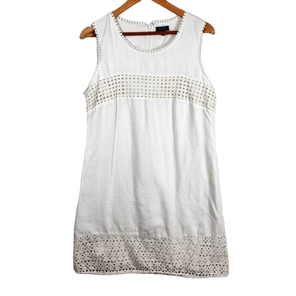 Kaari Blue White Eyelet Sleeveless Tank Sheath Dress Size 12